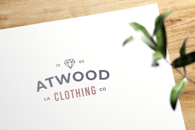 PSD mockup met bedrukt papier logo