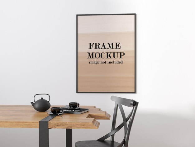 Mockup met dun frame op een witte muur