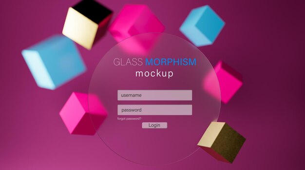 PSD mockup met glazen interface - glasmorfisme