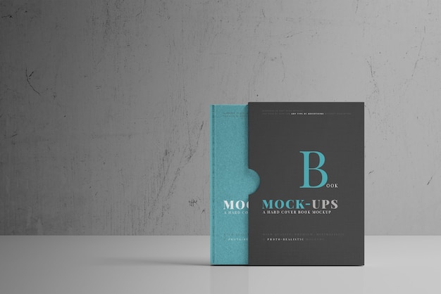 Mockup met harde kaft en boekhoes