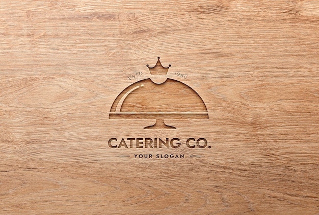 Mockup met houten logo-effect