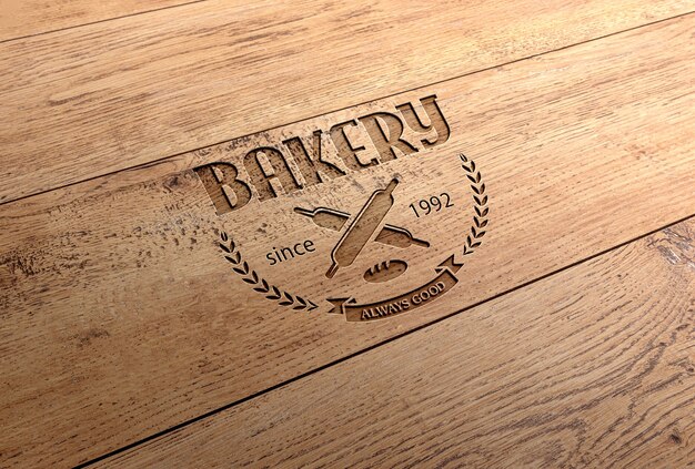 Mockup met houten logo-effect