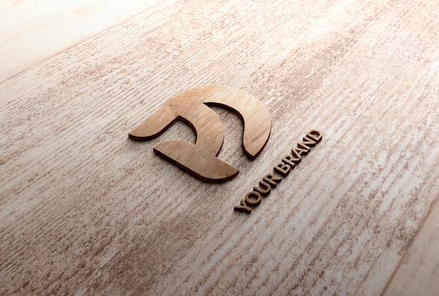 Mockup met houten logo-effect