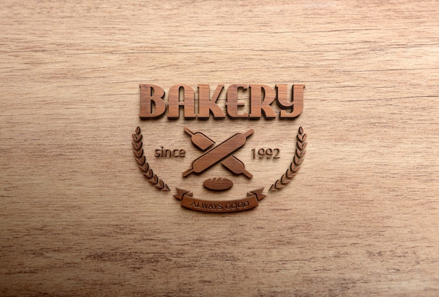 Mockup met houten logo-effect