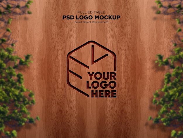 Mockup met houtgegraveerd logo