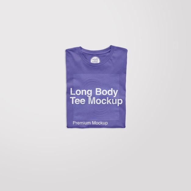 Mockup met lang lichaam gevouwen t-shirt