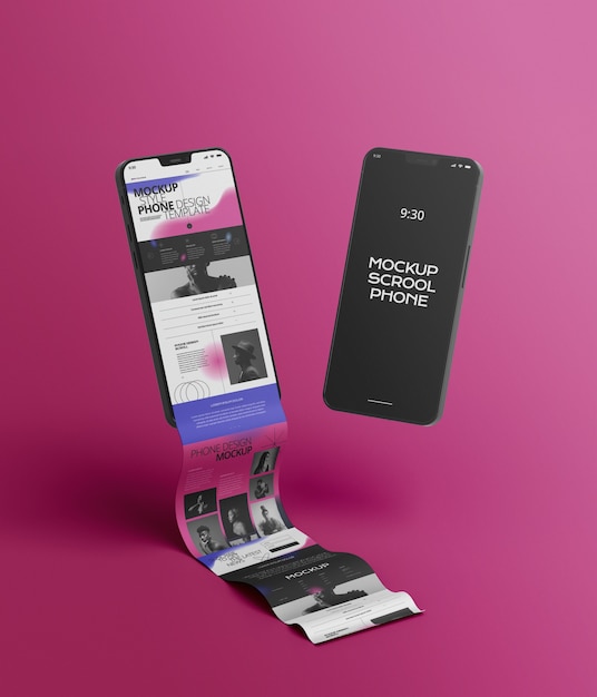 Mockup met lange scroll op smartphonescherm