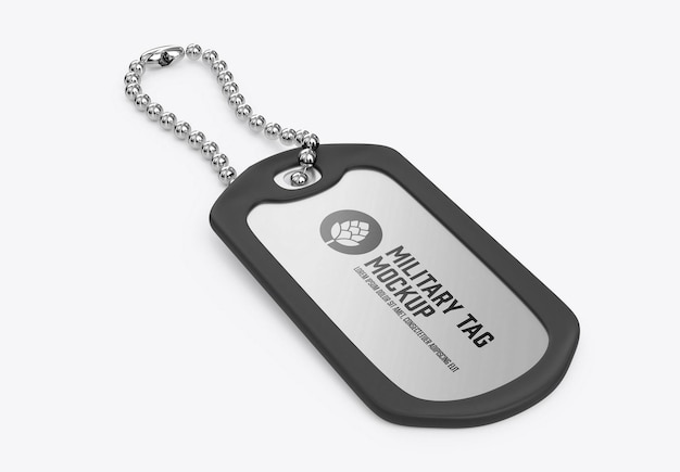 PSD mockup met metalen tag