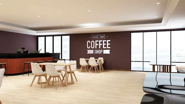 Mockup met muurlogo in coffeeshop of restaurant