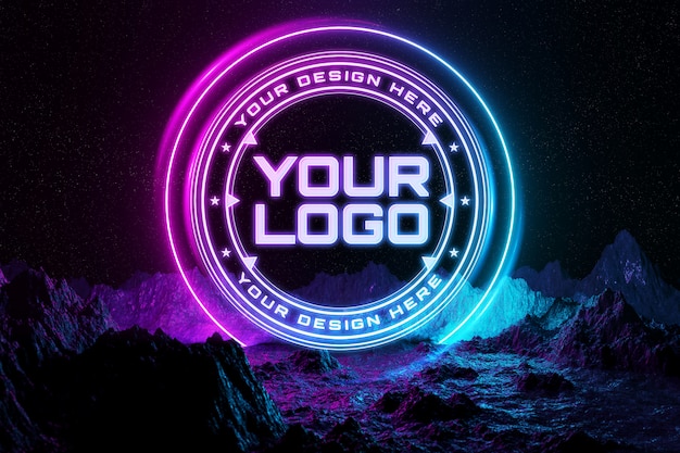 Mockup met neonlichtlogo