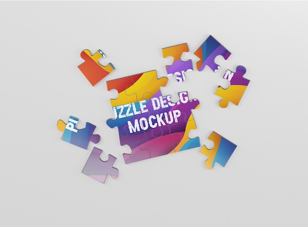 PSD mockup met puzzelstukjes