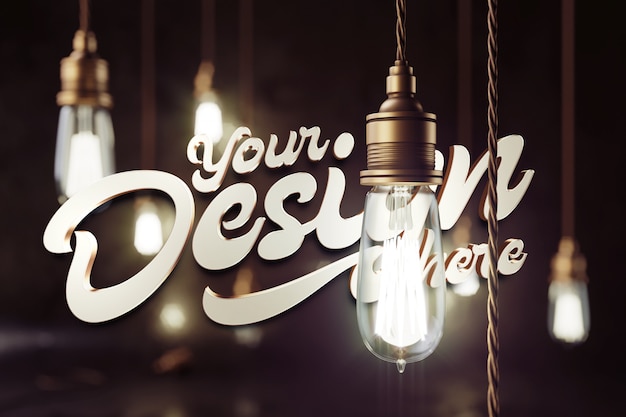 PSD mockup met vintage bronzen lampen