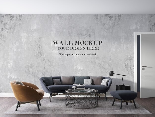 Mockup of modern sitting room wall with furniture