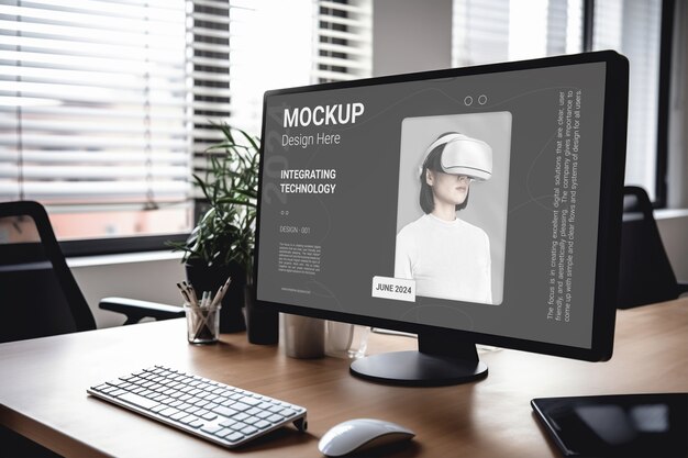 Mockup monitora na biurku