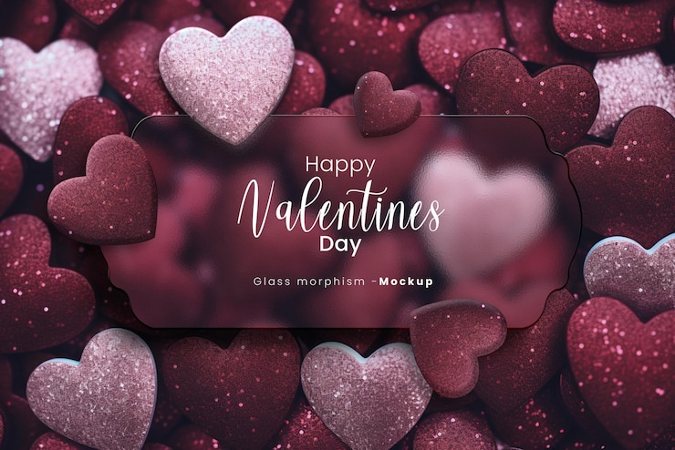 PSD mockup morfizmu szkła valentines
