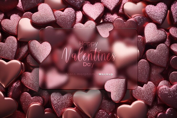PSD mockup morfizmu szkła valentines