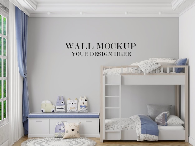 Mockup muur achter stapelbed