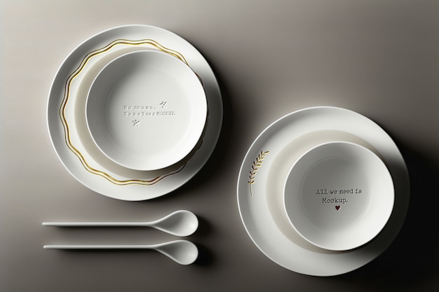 Mockup natury martwej na talerzach jadalnych