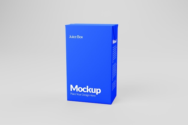Mockup niebieskiego pudełka z sokami