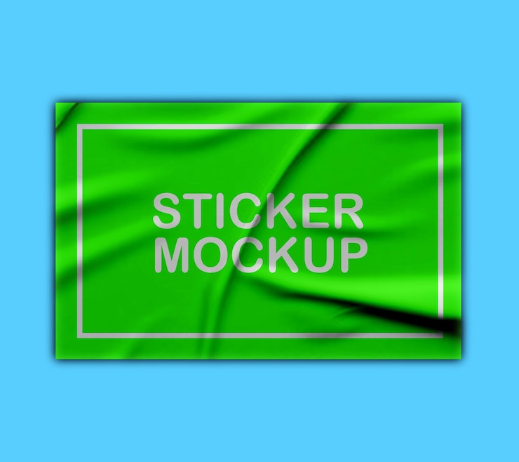 PSD mockup niebieskiej naklejki
