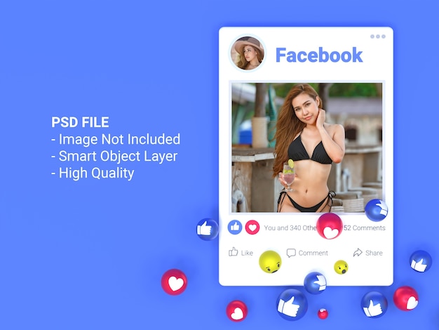 3dfacebookソーシャルメディア画像投稿のモックアップ