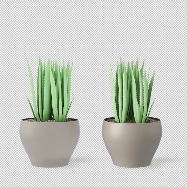 鍋に3 dレンダリングされた植物のモックアップ