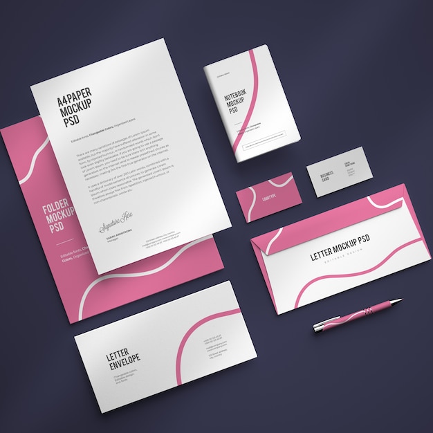 Мокап корпоративного стационарного брендингового дизайна со сменными цветами