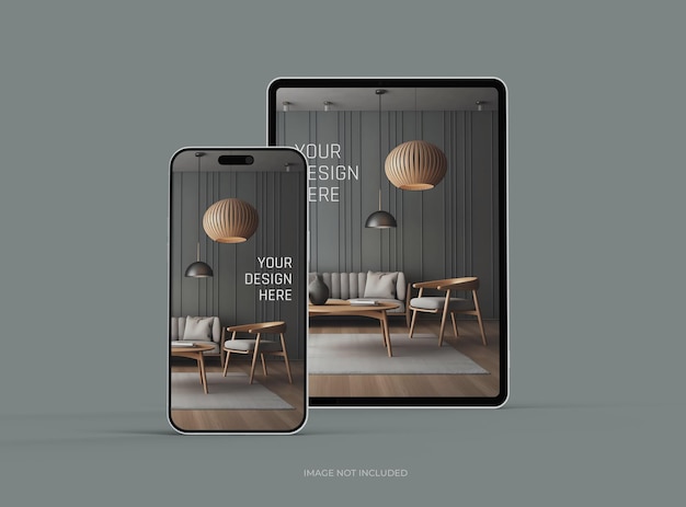 mockup of smartphone and tablet for uiux product showcase 3d render