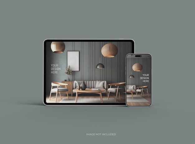 mockup of smartphone and tablet for uiux product showcase 3d render