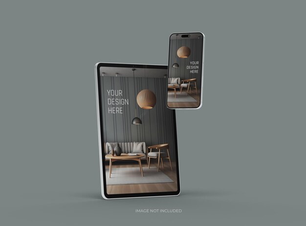 mockup of smartphone and tablet for uiux product showcase 3d render