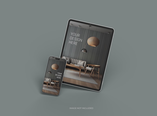 mockup of smartphone and tablet for uiux product showcase 3d render