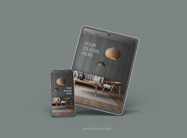Mockup of smartphone and tablet for UIUX Product Showcase 3D Render