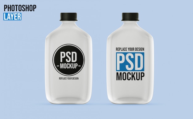 Mockup-ontwerp met platte fles