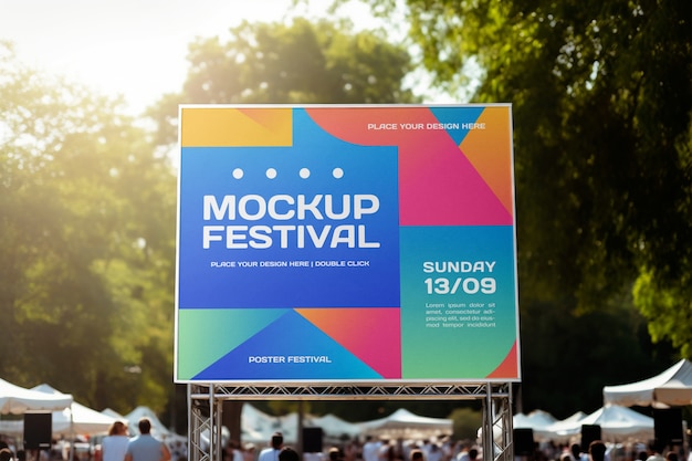 PSD mockup-ontwerp van de poster van het festival