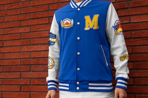 PSD mockup-ontwerp van een varsity-jack