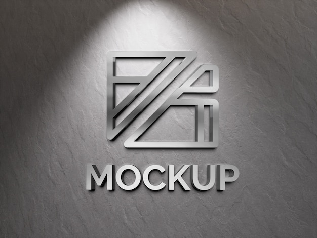 Mockup-ontwerp van metallic logo