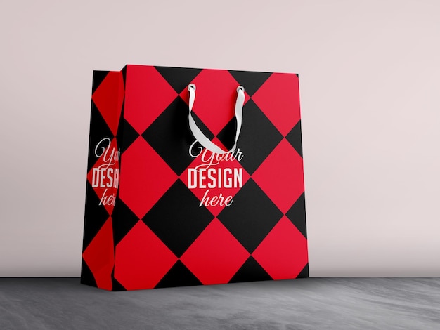 Mockup-ontwerp van papieren boodschappentassen