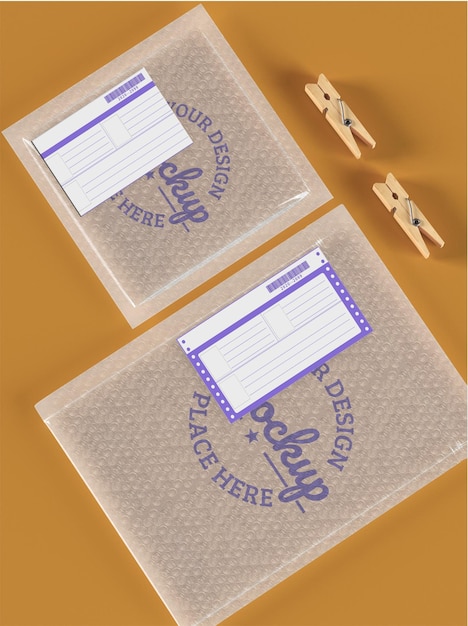 PSD mockup-ontwerp van transparant plastic vierkant verpakking