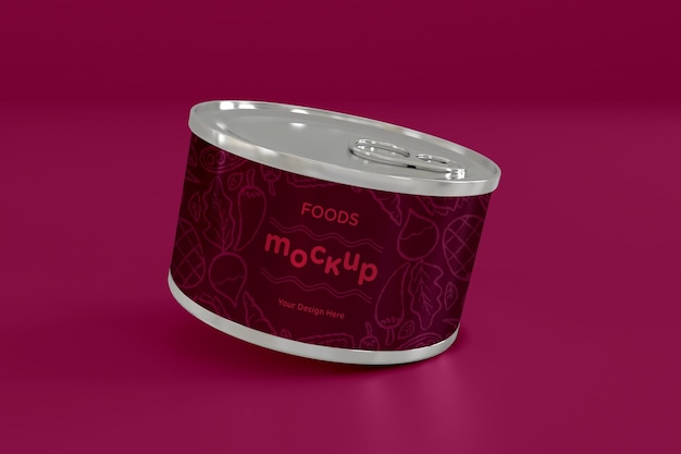 Mockup-ontwerp van verpakkingen van metaal- en blikvoedsel (PSD)