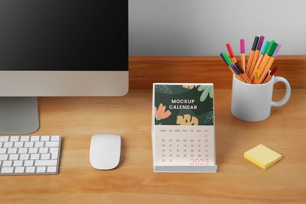 PSD mockup-ontwerp voor bureaukalender