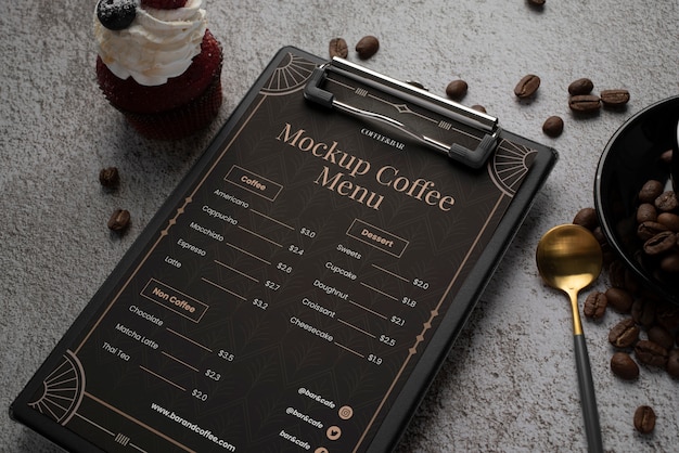 PSD mockup-ontwerp voor cafémenu