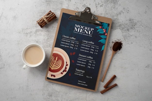 PSD mockup-ontwerp voor cafémenu