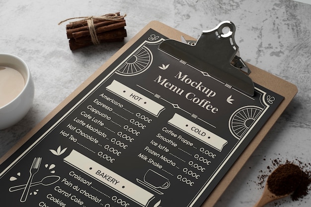 Mockup-ontwerp voor cafémenu