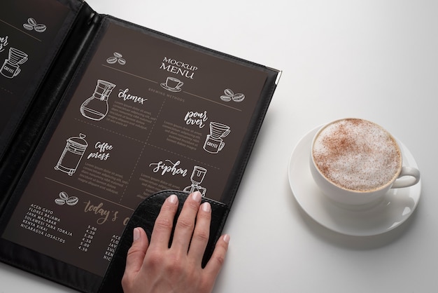 PSD mockup-ontwerp voor cafémenu