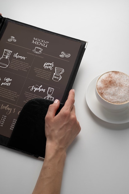 PSD mockup-ontwerp voor cafémenu