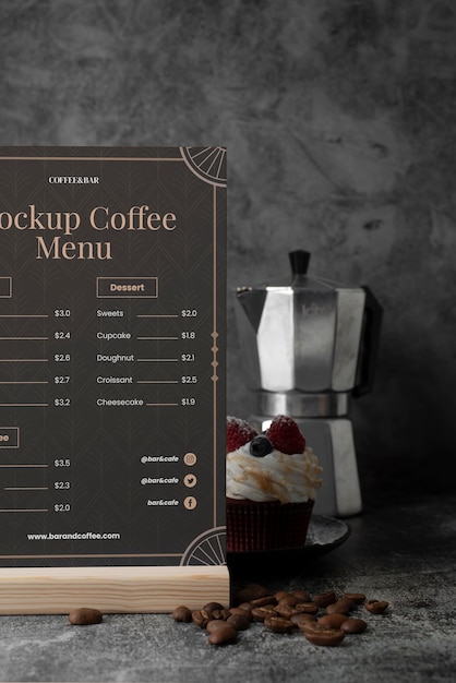 PSD mockup-ontwerp voor cafémenu