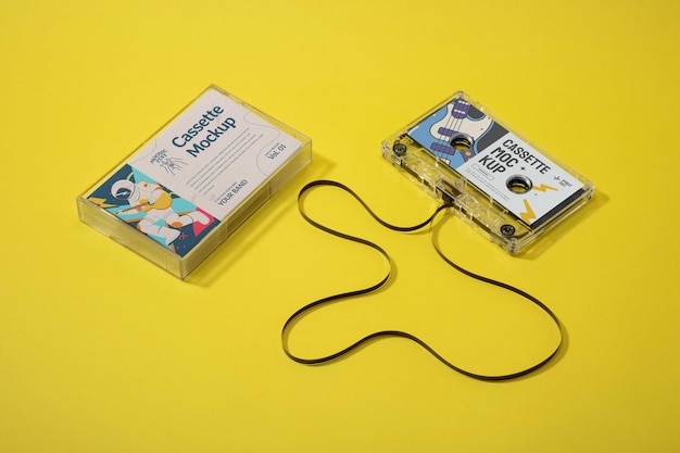 PSD mockup-ontwerp voor cassettebandjes