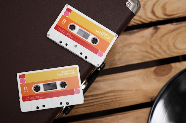 Mockup-ontwerp voor cassettebandjes