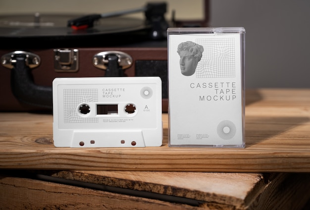 PSD mockup-ontwerp voor cassettebandjes