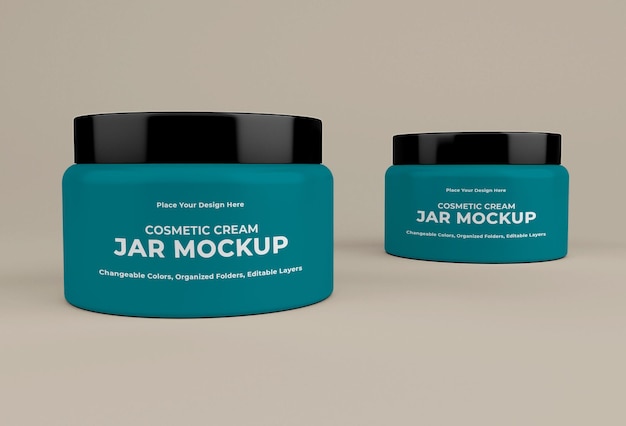 Mockup ontwerp voor cosmetische zalfpotjes